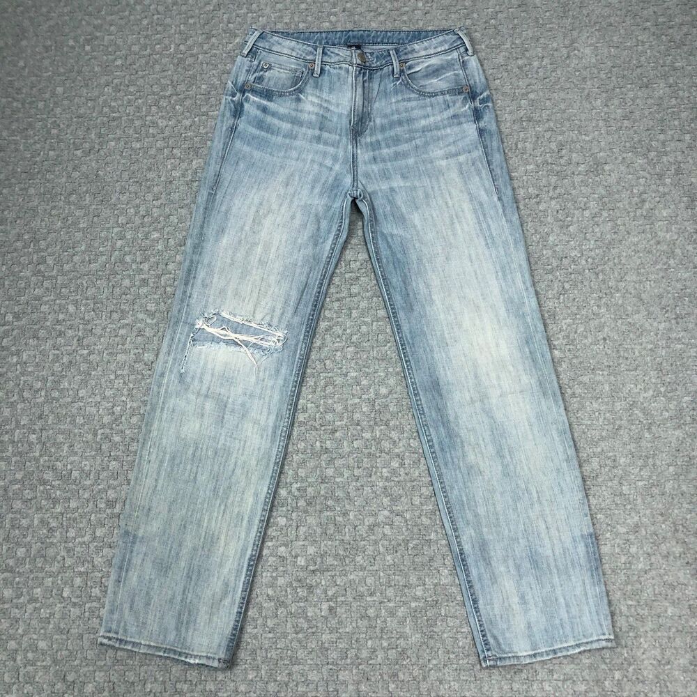 True Religion Jeans Womens 27 Light Blue Relaxed Straight Distressed Everyday